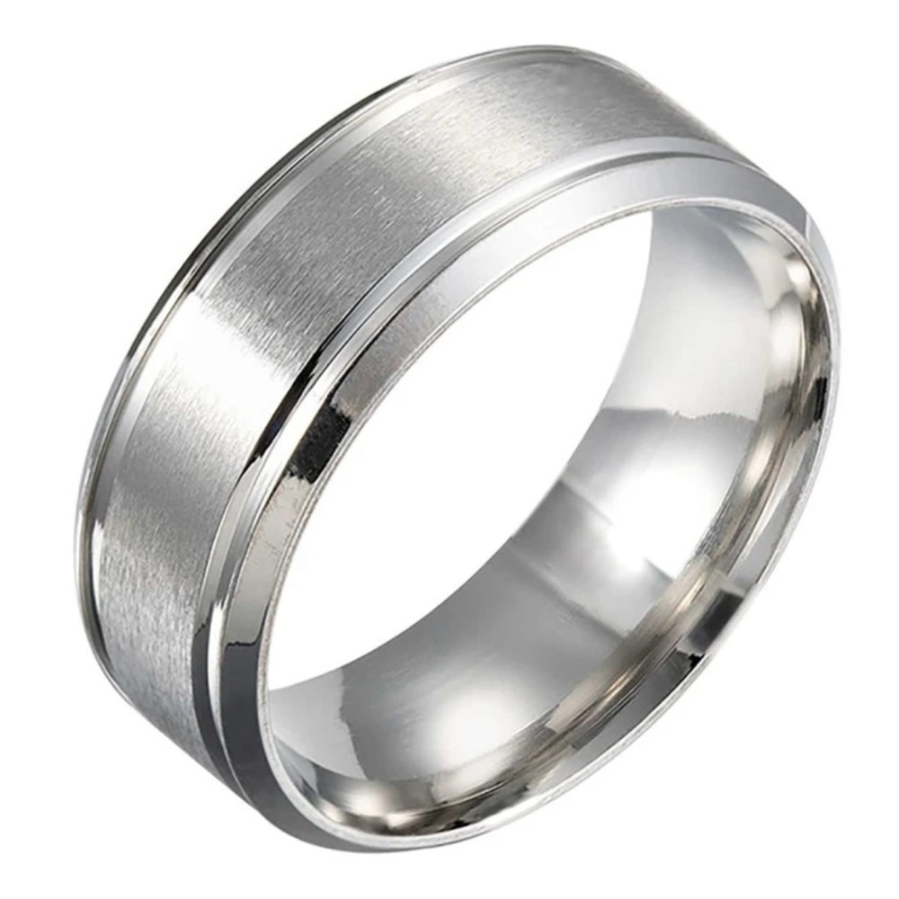 Men’s Brushed Stainless Wedding Band 8mm